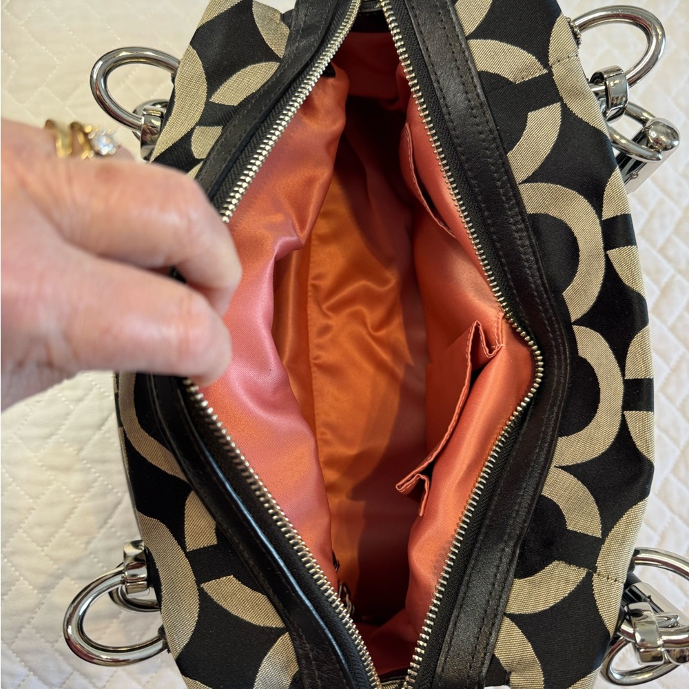 Coach Kristin Black/Gray Signature Satchel - Picture 12 of 16